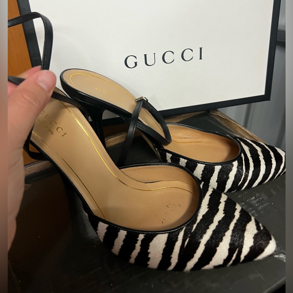 Gucci ankle calf skin point toe heel